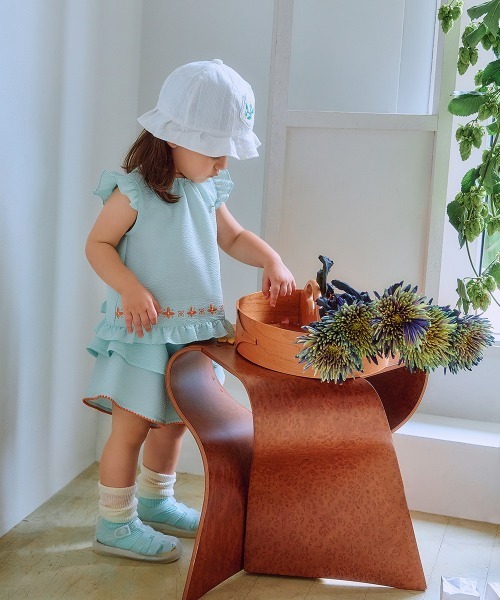 moimoln(モイモルン)の「ベビーブロッサムフレアショートパンツ(その他パンツ・キッズ・ミント/ブラウン・100cm/90cm/80cm/130cm/120cm/110cm)」の3枚目の写真