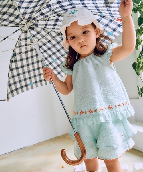 moimoln(モイモルン)の「ベビーブロッサムフレアショートパンツ(その他パンツ・キッズ・ミント/ブラウン・100cm/90cm/80cm/130cm/120cm/110cm)」の4枚目の写真
