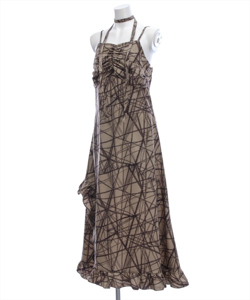 clear（クリア）の「チョーカー付きアシンメトリーエスニック柄キャミワンピース［骨格ウェーブ/華奢見え/フレアシルエット/フェミニン］（ワンピース・レディース・ベージュ/ブラック・F/PF）」の17枚目の写真