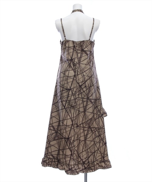 clear（クリア）の「チョーカー付きアシンメトリーエスニック柄キャミワンピース［骨格ウェーブ/華奢見え/フレアシルエット/フェミニン］（ワンピース・レディース・ベージュ/ブラック・F/PF）」の14枚目の写真