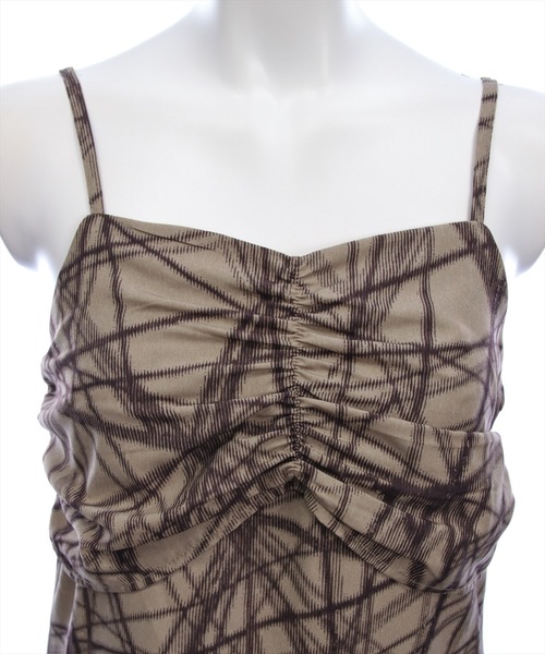 clear（クリア）の「チョーカー付きアシンメトリーエスニック柄キャミワンピース［骨格ウェーブ/華奢見え/フレアシルエット/フェミニン］（ワンピース・レディース・ベージュ/ブラック・F/PF）」の3枚目の写真