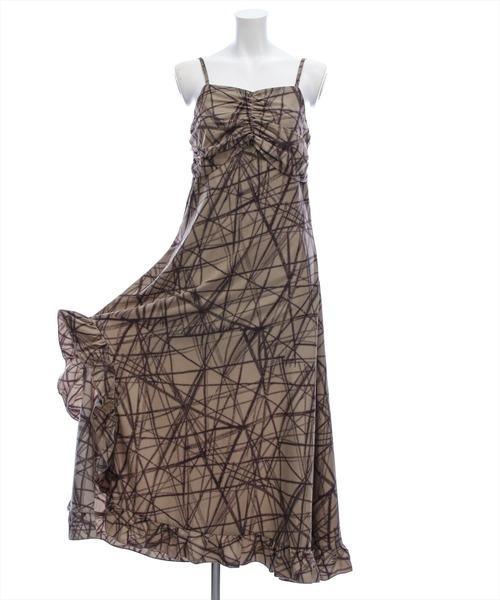 clear（クリア）の「チョーカー付きアシンメトリーエスニック柄キャミワンピース［骨格ウェーブ/華奢見え/フレアシルエット/フェミニン］（ワンピース・レディース・ベージュ/ブラック・F/PF）」の10枚目の写真