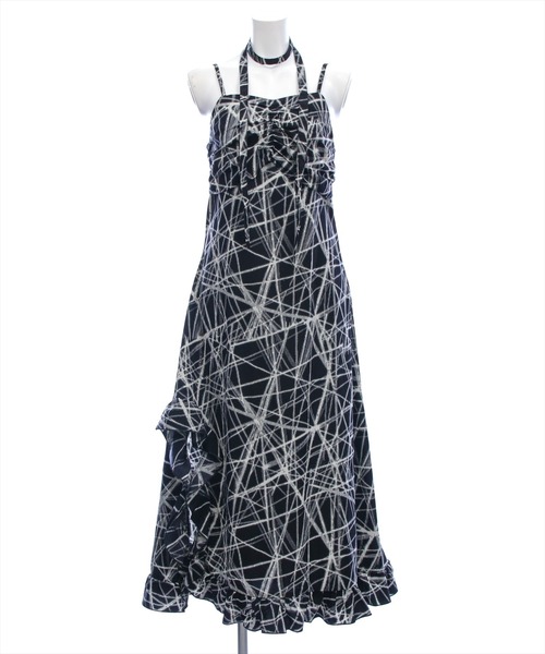 clear（クリア）の「チョーカー付きアシンメトリーエスニック柄キャミワンピース［骨格ウェーブ/華奢見え/フレアシルエット/フェミニン］（ワンピース・レディース・ベージュ/ブラック・F/PF）」の6枚目の写真