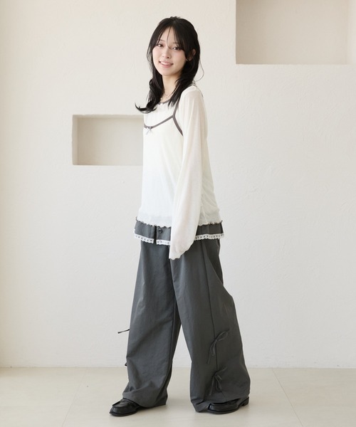 kutir(クティール)の「配色リボンキャミセットシアーTシャツ(Tシャツ/カットソー・レディース・ライトブルー/ライトイエロー/ホワイト/ホワイト系その他・FREE)」の17枚目の写真