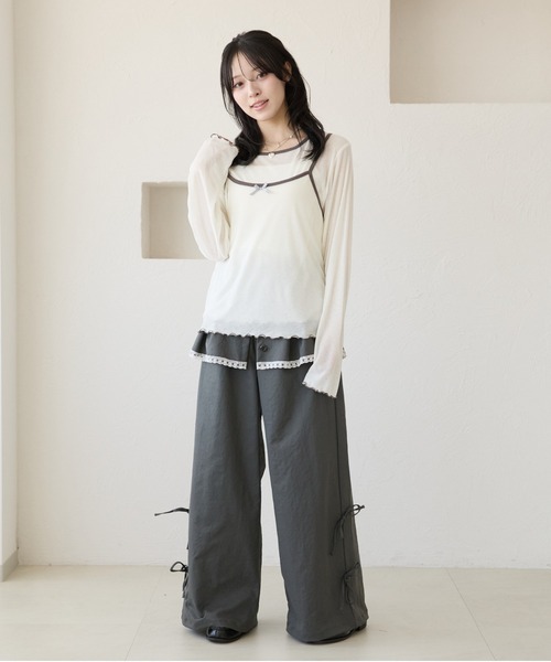 kutir(クティール)の「配色リボンキャミセットシアーTシャツ(Tシャツ/カットソー・レディース・ライトブルー/ライトイエロー/ホワイト/ホワイト系その他・FREE)」の18枚目の写真