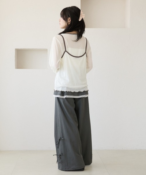 kutir(クティール)の「配色リボンキャミセットシアーTシャツ(Tシャツ/カットソー・レディース・ライトブルー/ライトイエロー/ホワイト/ホワイト系その他・FREE)」の7枚目の写真