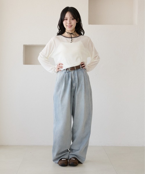 kutir(クティール)の「配色リボンキャミセットシアーTシャツ(Tシャツ/カットソー・レディース・ライトブルー/ライトイエロー/ホワイト/ホワイト系その他・FREE)」の10枚目の写真