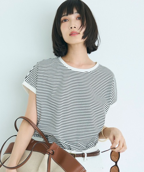 coca(coca)(コカ)の「COTTON from the U.S.フレンチスリーブTシャツ(Tシャツ/カットソー・レディース・グレー/グレイッシュベージュ/ブラック/ホワイト/その他1/ブルー・M/L/XL/S)」の6枚目の写真