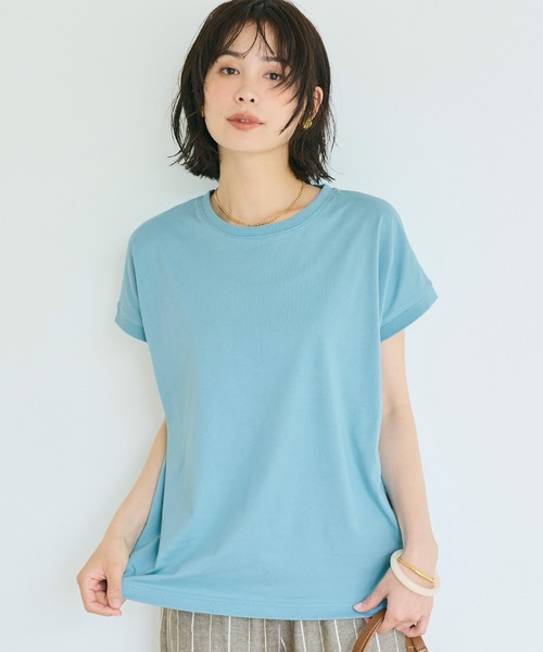 coca(coca)(コカ)の「COTTON from the U.S.フレンチスリーブTシャツ(Tシャツ/カットソー・レディース・グレー/グレイッシュベージュ/ブラック/ホワイト/その他1/ブルー・M/L/XL/S)」の5枚目の写真