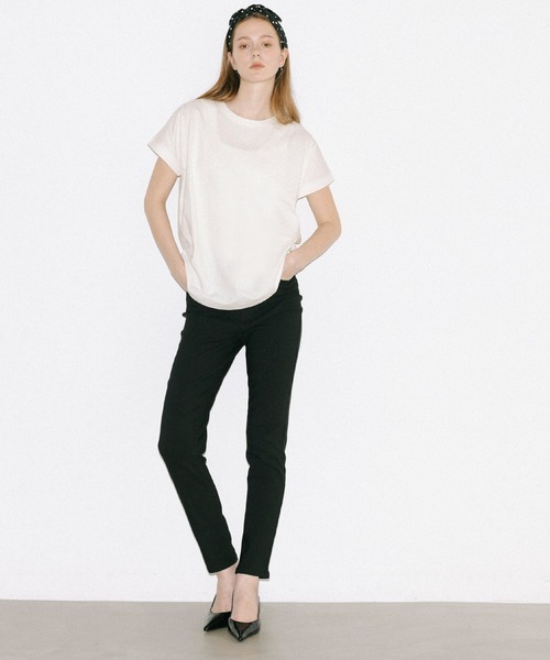 coca（coca）（コカ）の「COTTON from the U.S.フレンチスリーブTシャツ（Tシャツ/カットソー・レディース・グレー/グレイッシュベージュ/ブラック/ホワイト・M/L/XL/S）」の6枚目の写真