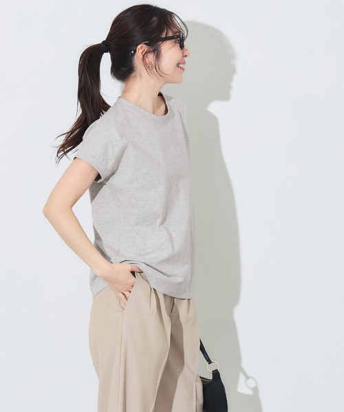 coca（coca）（コカ）の「COTTON from the U.S.フレンチスリーブTシャツ（Tシャツ/カットソー・レディース・グレー/グレイッシュベージュ/ブラック/ホワイト・M/L/XL/S）」の8枚目の写真