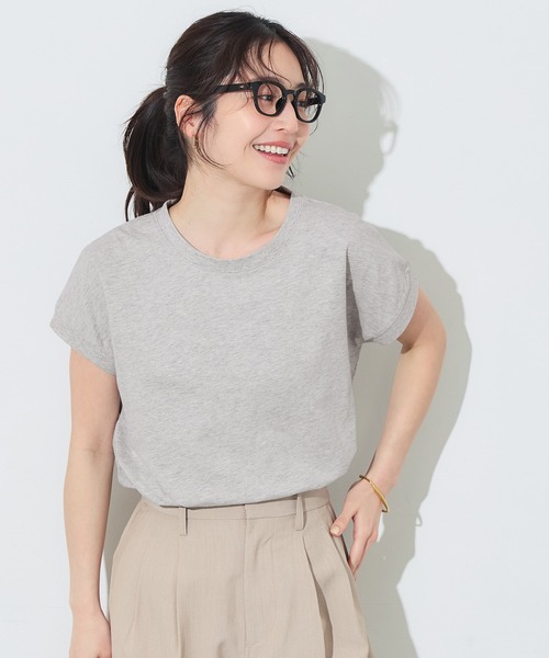 coca（coca）（コカ）の「COTTON from the U.S.フレンチスリーブTシャツ（Tシャツ/カットソー・レディース・グレー/グレイッシュベージュ/ブラック/ホワイト・M/L/XL/S）」の10枚目の写真