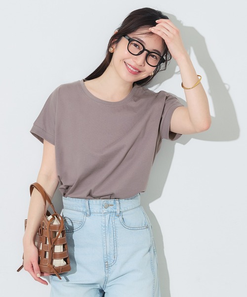 coca（coca）（コカ）の「COTTON from the U.S.フレンチスリーブTシャツ（Tシャツ/カットソー・レディース・グレー/グレイッシュベージュ/ブラック/ホワイト・M/L/XL/S）」の14枚目の写真