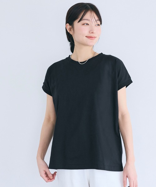 coca（coca）（コカ）の「COTTON from the U.S.フレンチスリーブTシャツ（Tシャツ/カットソー・レディース・グレー/グレイッシュベージュ/ブラック/ホワイト・M/L/XL/S）」の15枚目の写真