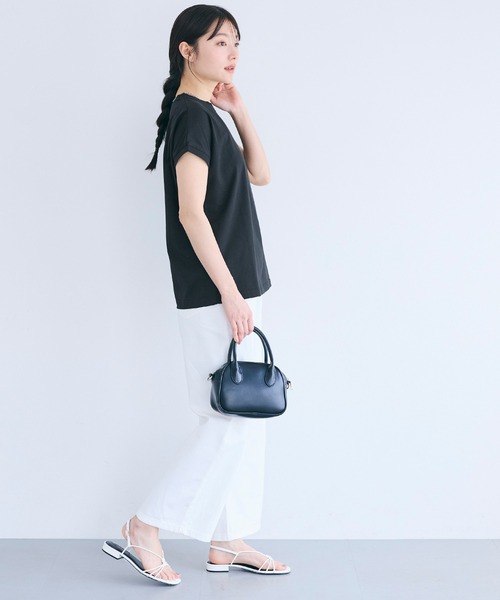 coca（coca）（コカ）の「COTTON from the U.S.フレンチスリーブTシャツ（Tシャツ/カットソー・レディース・グレー/グレイッシュベージュ/ブラック/ホワイト・M/L/XL/S）」の16枚目の写真