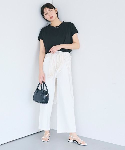 coca（coca）（コカ）の「COTTON from the U.S.フレンチスリーブTシャツ（Tシャツ/カットソー・レディース・グレー/グレイッシュベージュ/ブラック/ホワイト・M/L/XL/S）」の18枚目の写真