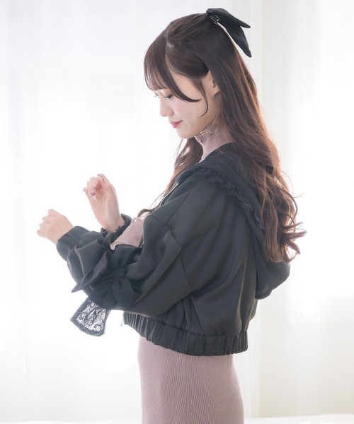 couture BY ROJITA（クチュールバイロジータ）の「シアーパーカーブルゾン（パーカー・レディース・ホワイト/グレー/ブラック・FREE）」の3枚目の写真