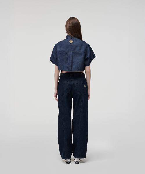 KZM（ケージエム）の「ポシュデニムクロップシャツ（シャツ/ブラウス・レディース・ブルー・X-SMALL/SMALL/MEDIUM）」の3枚目の写真