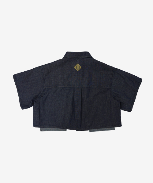 KZM（ケージエム）の「ポシュデニムクロップシャツ（シャツ/ブラウス・レディース・ブルー・X-SMALL/SMALL/MEDIUM）」の5枚目の写真