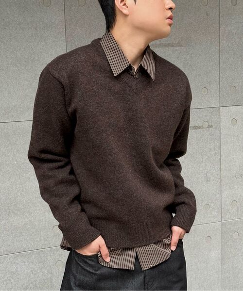 BASEMOMENT（ベースモーメント）の「キャッシュライクVネッククロップニットメランジブラウン（ニット/セーター・メンズ・その他・M/L）」の7枚目の写真