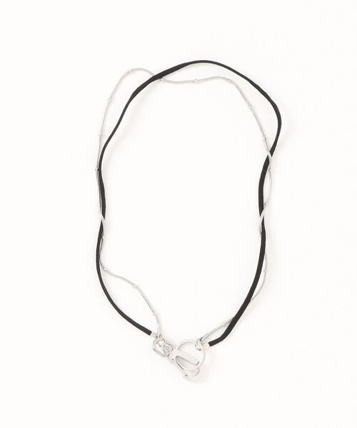Never mind the XU / Chikashitsu+(ネバーマインド ザ エックスユー / チカシツプラス)の「【nmtc+】leather code necklace / 【エヌエムティーシープラス】フェイクレザーコードネックレス(ネックレス・メンズ・シルバー・ONE SIZE)」の3枚目の写真