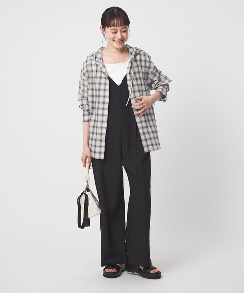 green label relaxing（グリーンレーベルリラクシング）の「【WEB限定】＜at ease＞フード チェック シャツ（シャツ/ブラウス・レディース・ライトブルー/グレー・FREE）」の8枚目の写真