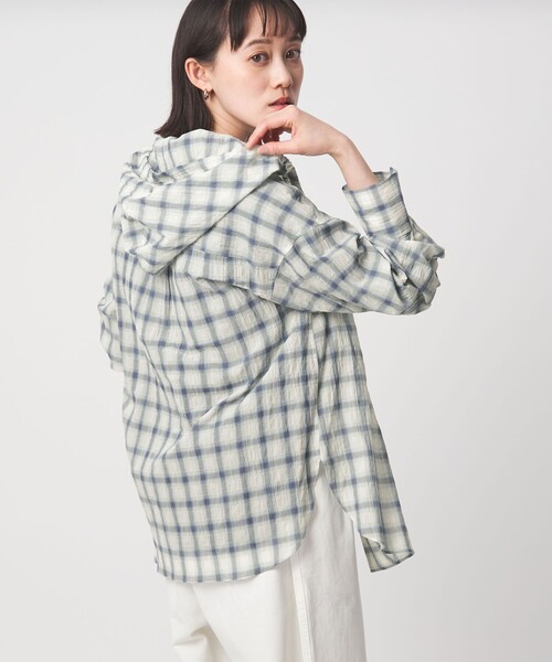 WEB限定】＜at ease＞フード チェック シャツ（シャツ/ブラウス