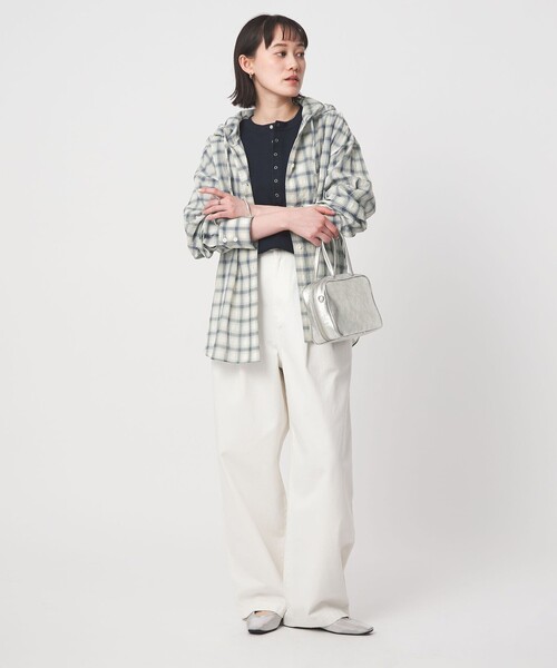 green label relaxing（グリーンレーベルリラクシング）の「【WEB限定】＜at ease＞フード チェック シャツ（シャツ/ブラウス・レディース・ライトブルー/グレー・FREE）」の16枚目の写真