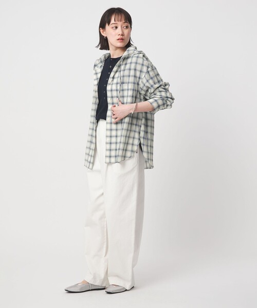 green label relaxing（グリーンレーベルリラクシング）の「【WEB限定】＜at ease＞フード チェック シャツ（シャツ/ブラウス・レディース・ライトブルー/グレー・FREE）」の17枚目の写真