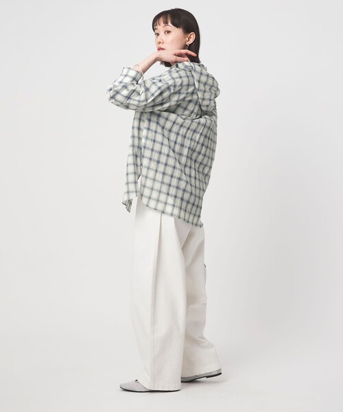 green label relaxing（グリーンレーベルリラクシング）の「【WEB限定】＜at ease＞フード チェック シャツ（シャツ/ブラウス・レディース・ライトブルー/グレー・FREE）」の18枚目の写真