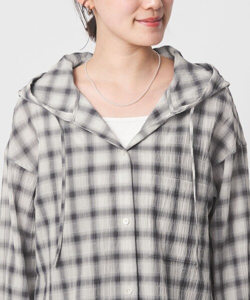 green label relaxing（グリーンレーベルリラクシング）の「【WEB限定】＜at ease＞フード チェック シャツ（シャツ/ブラウス・レディース・ライトブルー/グレー・FREE）」の22枚目の写真