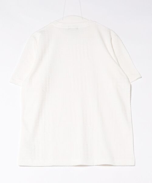 TAKA-Q(タカキュー)の「【綿混】タカキュー チェック ジャガード クルーネック 半袖 Tシャツ(Tシャツ/カットソー・メンズ・ホワイト/サックスブルー・MEDIUM/X-LARGE/LARGE)」の3枚目の写真