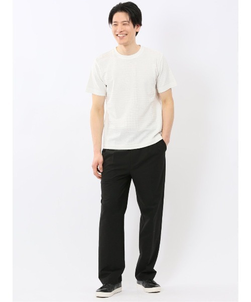 TAKA-Q(タカキュー)の「【綿混】タカキュー チェック ジャガード クルーネック 半袖 Tシャツ(Tシャツ/カットソー・メンズ・ホワイト/サックスブルー・MEDIUM/X-LARGE/LARGE)」の7枚目の写真