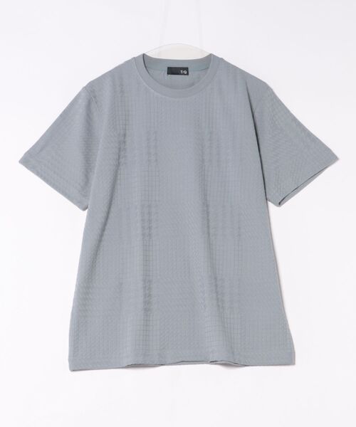 TAKA-Q(タカキュー)の「【綿混】タカキュー チェック ジャガード クルーネック 半袖 Tシャツ(Tシャツ/カットソー・メンズ・ホワイト/サックスブルー・MEDIUM/X-LARGE/LARGE)」の11枚目の写真