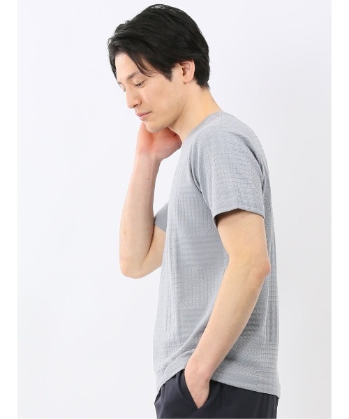 TAKA-Q(タカキュー)の「【綿混】タカキュー チェック ジャガード クルーネック 半袖 Tシャツ(Tシャツ/カットソー・メンズ・ホワイト/サックスブルー・MEDIUM/X-LARGE/LARGE)」の21枚目の写真