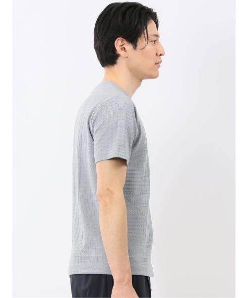 TAKA-Q(タカキュー)の「【綿混】タカキュー チェック ジャガード クルーネック 半袖 Tシャツ(Tシャツ/カットソー・メンズ・ホワイト/サックスブルー・MEDIUM/X-LARGE/LARGE)」の19枚目の写真