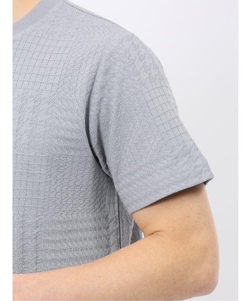 TAKA-Q(タカキュー)の「【綿混】タカキュー チェック ジャガード クルーネック 半袖 Tシャツ(Tシャツ/カットソー・メンズ・ホワイト/サックスブルー・MEDIUM/X-LARGE/LARGE)」の13枚目の写真