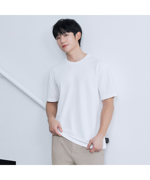 MINDBRIDGE(マインドブリッジ)の「ワッフル組織Tシャツ - 3色 MYTS3123(Tシャツ/カットソー・メンズ・ホワイト/ライトブルー/ブラック・110/100/95/105)」の2枚目の写真