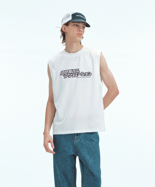 Rest&Recreation(レストアンドレクリエーション)の「ANIME LOGO MESH VEST - WHITE(Tシャツ/カットソー・メンズ・その他・ONE)」の4枚目の写真