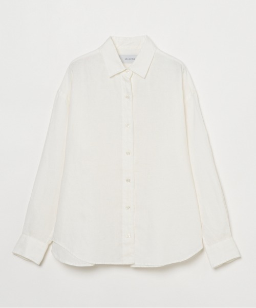 HELIOPOLE(エリオポール)の「FRENCH LINEN SHIRT(シャツ/ブラウス・レディース・ブラック/ホワイト/ダークブラウン・38)」の1枚目の写真