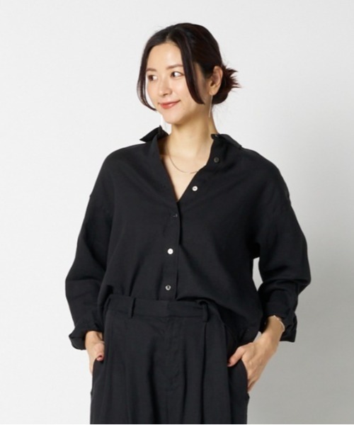 HELIOPOLE(エリオポール)の「FRENCH LINEN SHIRT(シャツ/ブラウス・レディース・ブラック/ホワイト/ダークブラウン・38)」の3枚目の写真