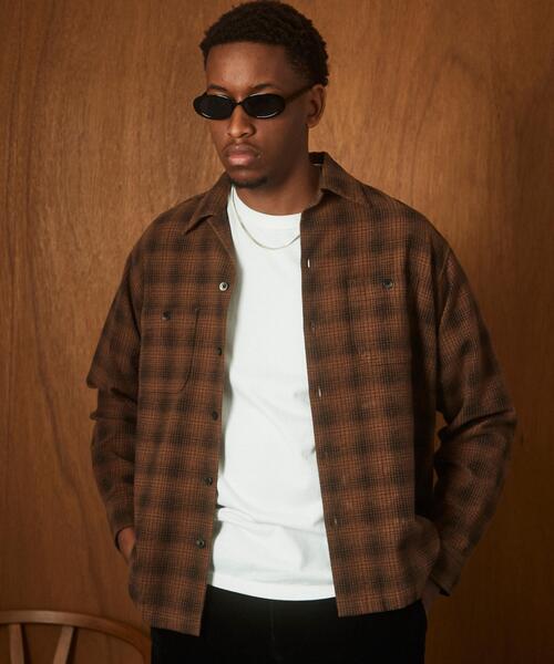 Schott(ショット)の「Schott/ショット/PRINT OMBRE CHECK FLANNEL SHIRT/プリント オンブレ チェック フランネル シャツ(シャツ/ブラウス・メンズ・グレー/ブラウン・M/2XL/XL/L)」の1枚目の写真