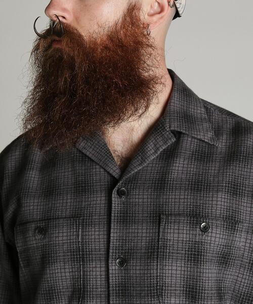 Schott(ショット)の「Schott/ショット/PRINT OMBRE CHECK FLANNEL SHIRT/プリント オンブレ チェック フランネル シャツ(シャツ/ブラウス・メンズ・グレー/ブラウン・M/2XL/XL/L)」の6枚目の写真