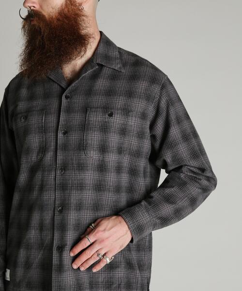 Schott(ショット)の「Schott/ショット/PRINT OMBRE CHECK FLANNEL SHIRT/プリント オンブレ チェック フランネル シャツ(シャツ/ブラウス・メンズ・グレー/ブラウン・M/2XL/XL/L)」の7枚目の写真