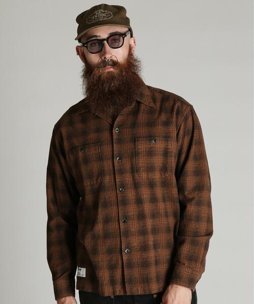 Schott(ショット)の「Schott/ショット/PRINT OMBRE CHECK FLANNEL SHIRT/プリント オンブレ チェック フランネル シャツ(シャツ/ブラウス・メンズ・グレー/ブラウン・M/2XL/XL/L)」の14枚目の写真