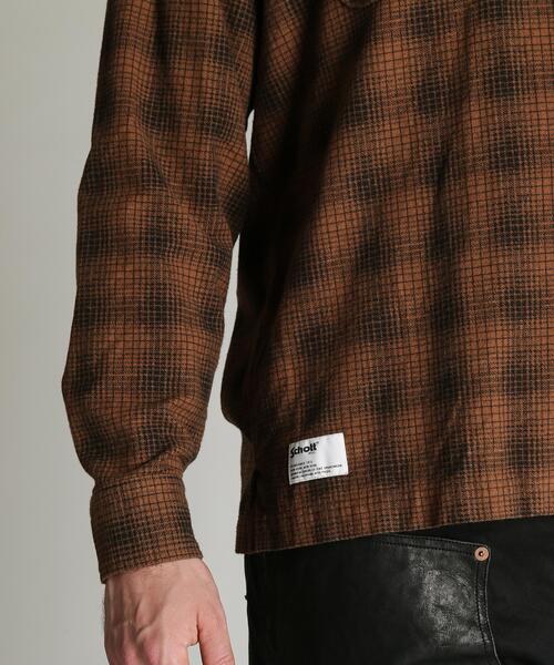 Schott(ショット)の「Schott/ショット/PRINT OMBRE CHECK FLANNEL SHIRT/プリント オンブレ チェック フランネル シャツ(シャツ/ブラウス・メンズ・グレー/ブラウン・M/2XL/XL/L)」の20枚目の写真