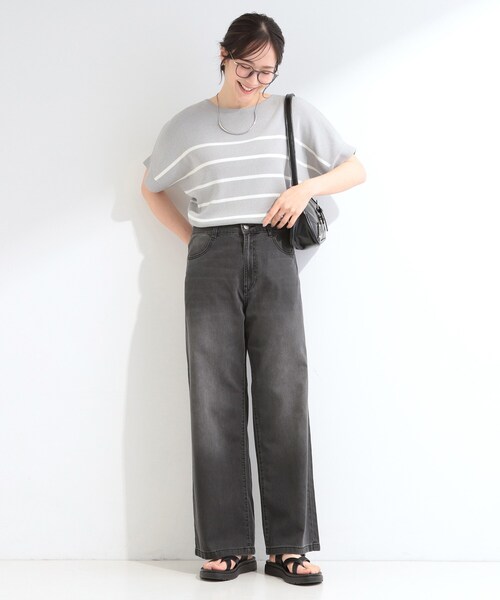 SHOO・LA・RUE(シューラルー)の「【ひんやり/S-LL】夏でも快適 ライトオンスデニムワイドパンツ(その他パンツ・レディース・サックスブルー/ブラック/ネイビー/ブルー・04/03/02/01)」の22枚目の写真
