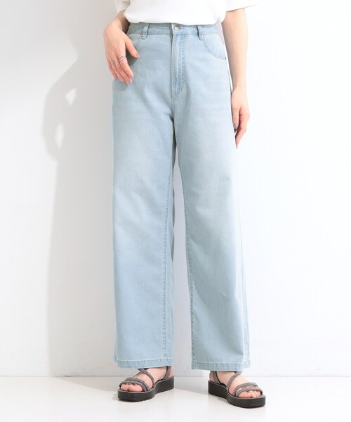SHOO・LA・RUE(シューラルー)の「【ひんやり】夏でも快適 ライトオンスデニムワイドパンツ(その他パンツ・レディース・サックスブルー/ブラック/ネイビー/ブルー・04/03/02/01)」の12枚目の写真