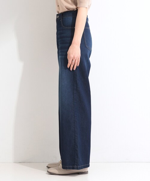 SHOO・LA・RUE(シューラルー)の「【ひんやり/S-LL】夏でも快適 ライトオンスデニムワイドパンツ(その他パンツ・レディース・サックスブルー/ブラック/ネイビー/ブルー・04/03/02/01)」の16枚目の写真
