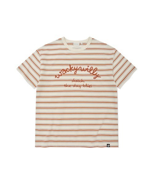 Wacky WiLLy（ワッキーウィリー）の「WOMEN'S STRIPED PRINT SHORT SLEEVE T-SHIRT（Tシャツ/カットソー・レディース・グレー/クリーム・FREE）」の2枚目の写真